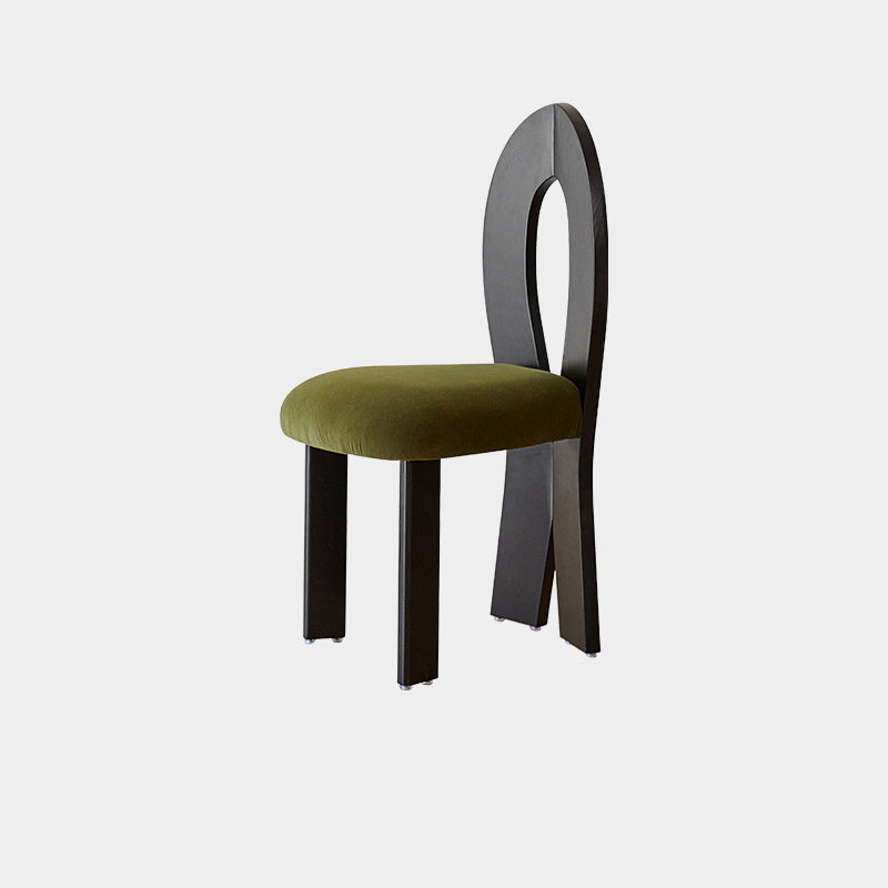 Retro Trapezoid Wood Velvet Dining Chair