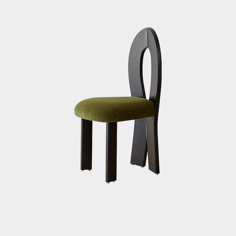 Retro Trapezoid Wood Velvet Dining Chair