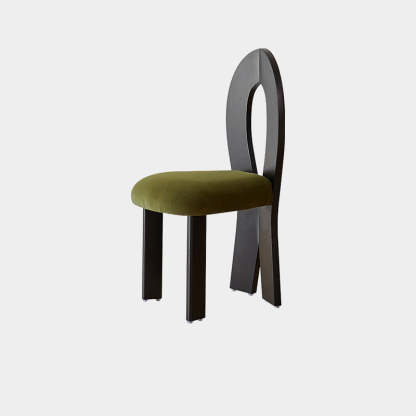 Retro Trapezoid Wood Velvet Dining Chair
