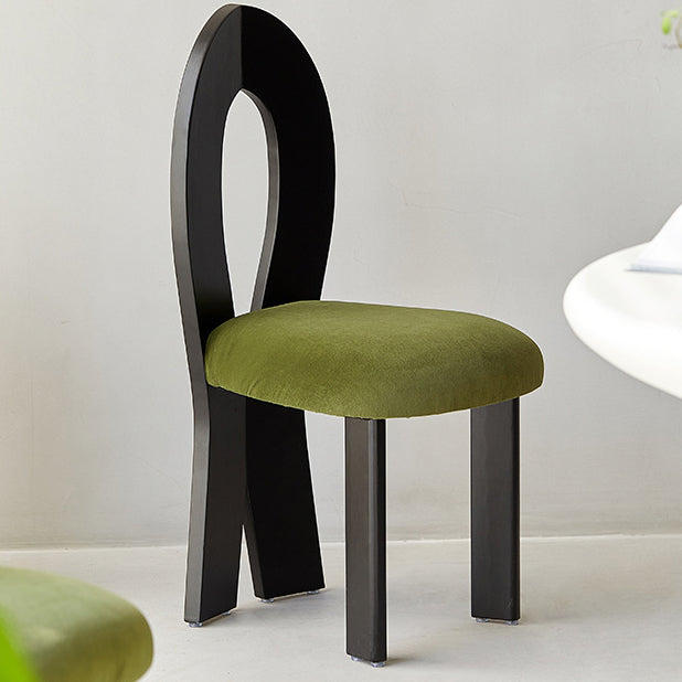 Retro Trapezoid Wood Velvet Dining Chair — B