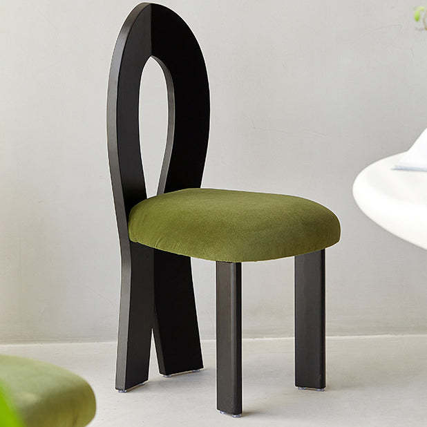 Retro Trapezoid Wood Velvet Dining Chair — B
