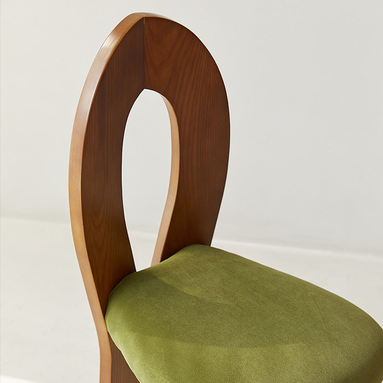 Retro Trapezoid Wood Velvet Dining Chair