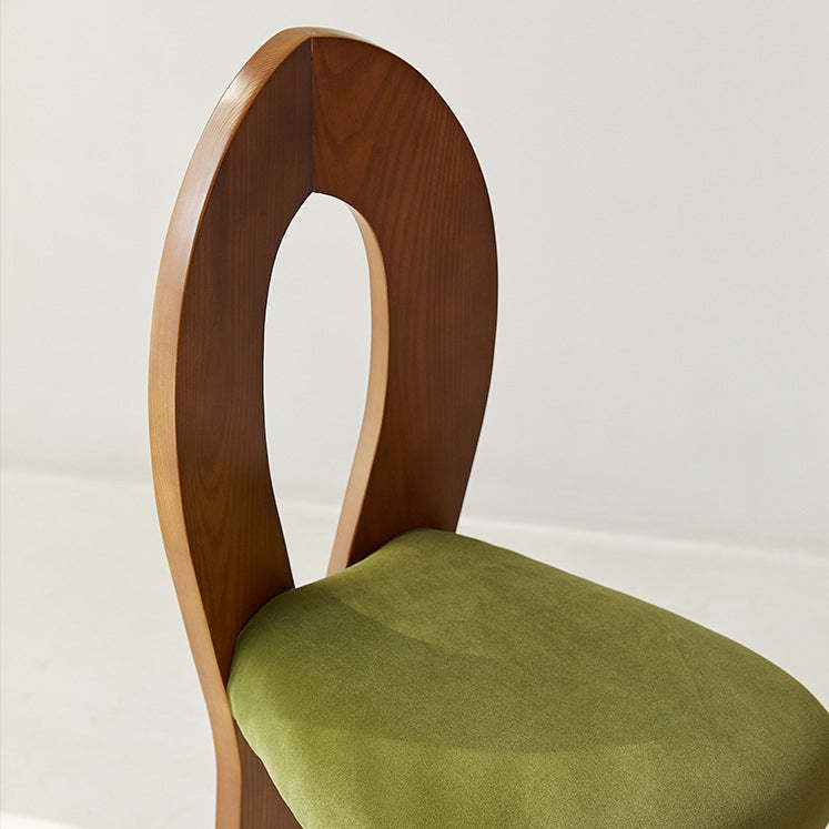 Retro Trapezoid Wood Velvet Dining Chair