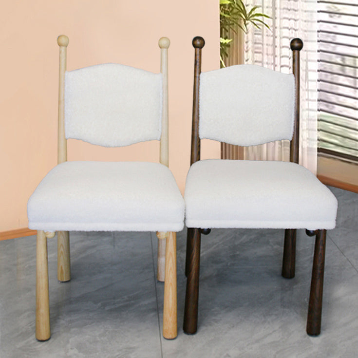 Scandinavian Wood Lambswool Dining Chair — Walnut Color