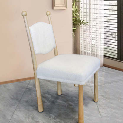 Scandinavian Wood Lambswool Dining Chair