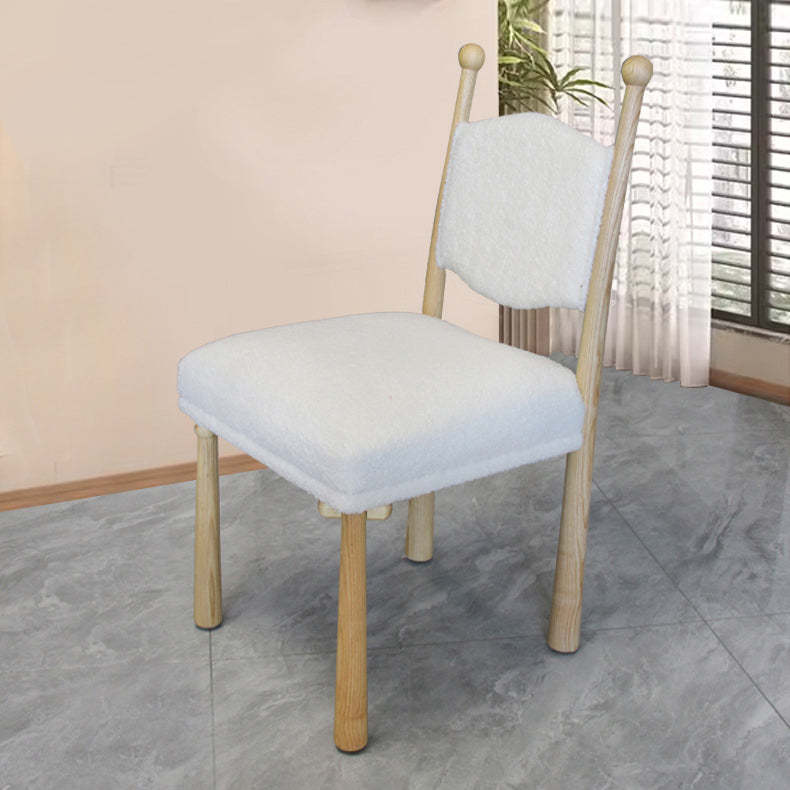 Scandinavian Wood Lambswool Dining Chair — White