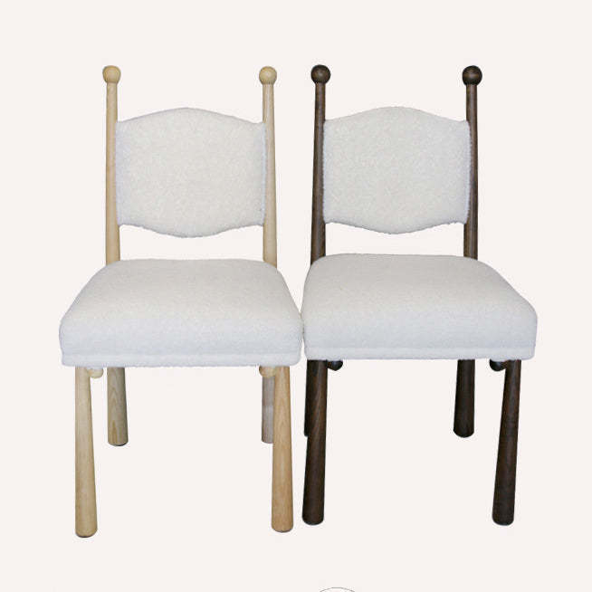 Scandinavian Wood Lambswool Dining Chair