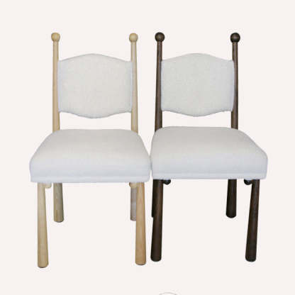 Scandinavian Wood Lambswool Dining Chair
