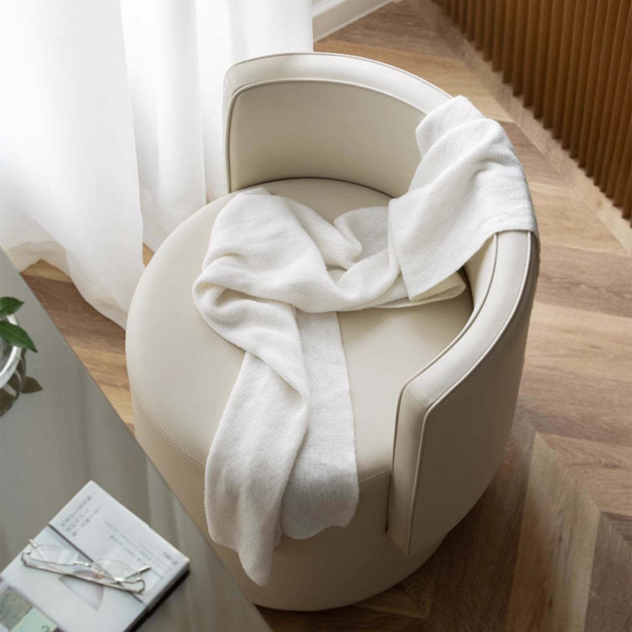 Nordic Microfiber Leather Wood Vanity Stool