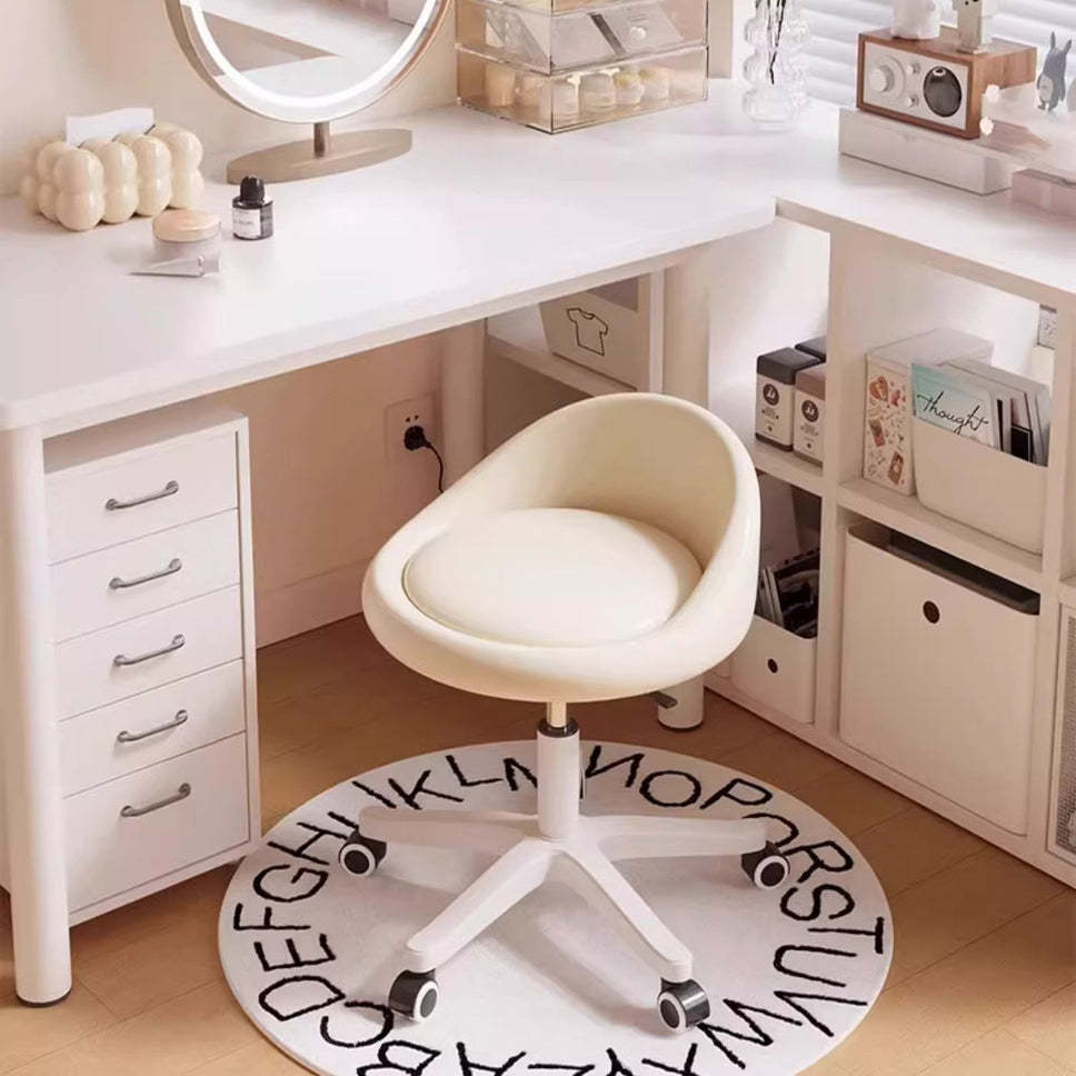 Modern Microfiber Leather Plastic Vanity Stool — A