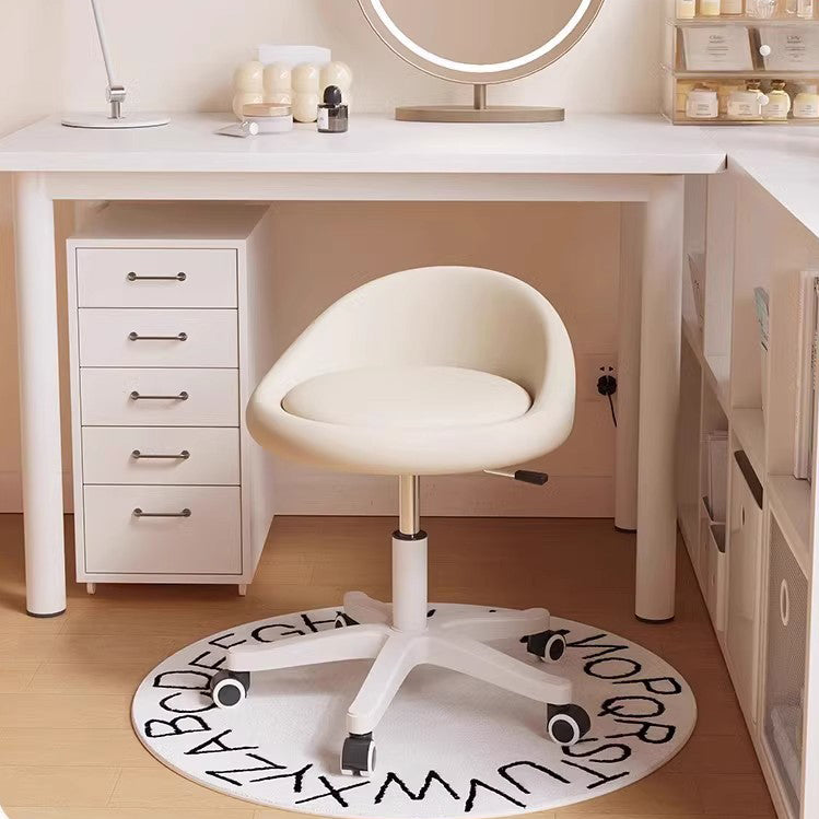 Modern Microfiber Leather Plastic Vanity Stool — H