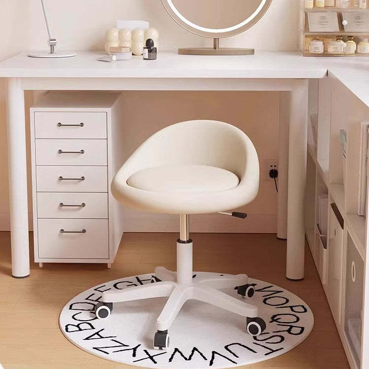 Modern Microfiber Leather Plastic Vanity Stool — H