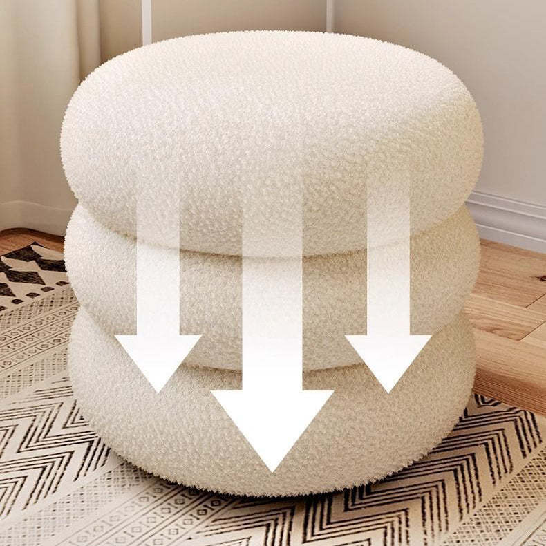 Minimalist Cylinder Lambswool Wood Vanity Stool