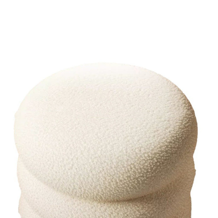 Minimalist Cylinder Lambswool Wood Vanity Stool