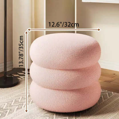 Minimalist Cylinder Lambswool Wood Vanity Stool