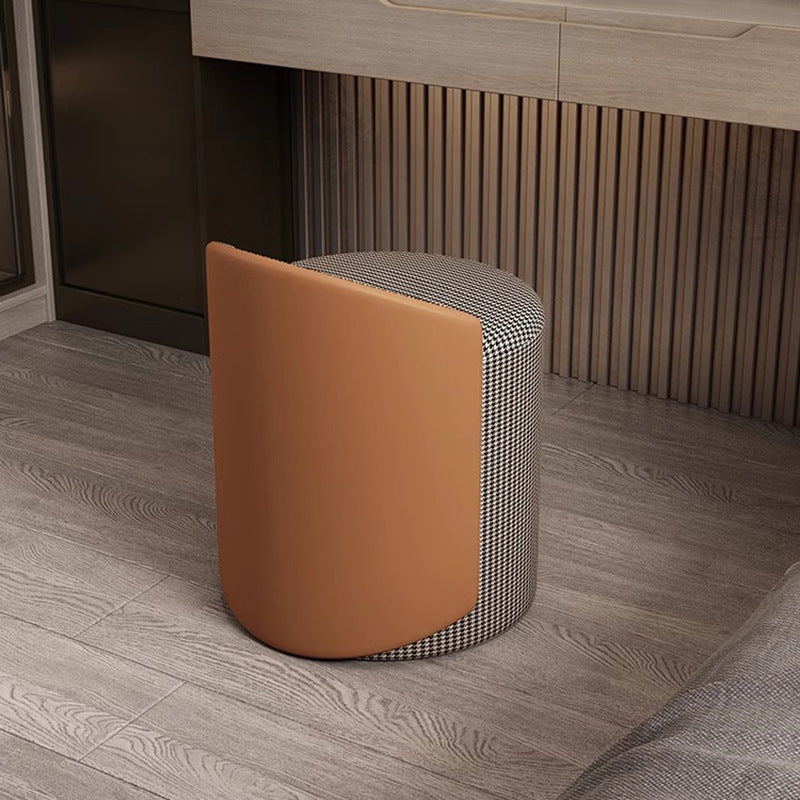 Luxury Cylinder Cotton Hemp Leather Vanity Stool