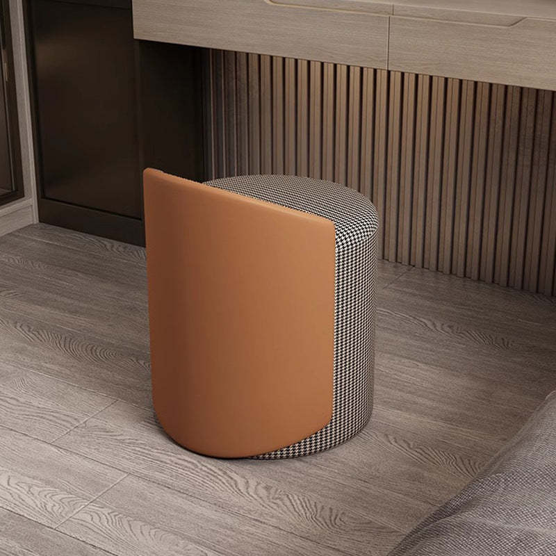 Luxury Cylinder Cotton Hemp Leather Vanity Stool