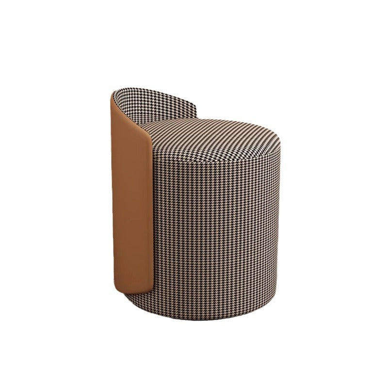 Luxury Cylinder Cotton Hemp Leather Vanity Stool