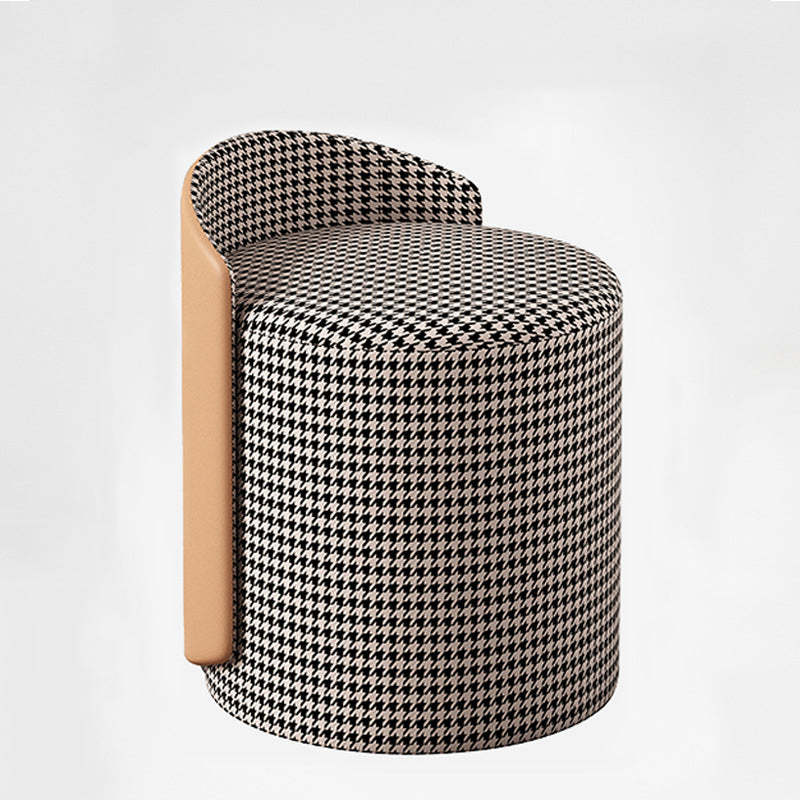 Luxury Cylinder Cotton Hemp Leather Vanity Stool
