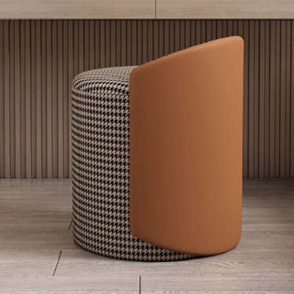 Luxury Cylinder Cotton Hemp Leather Vanity Stool
