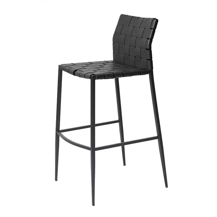 Scandinavian Saddle Leather Metal Bar Stool