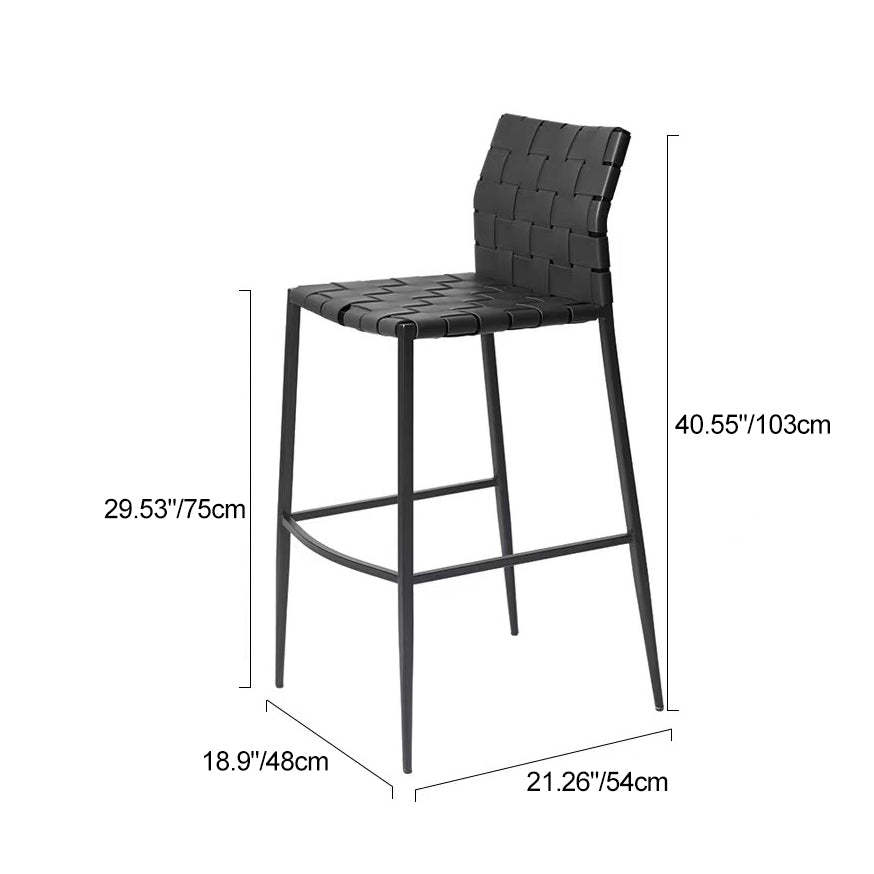 Scandinavian Saddle Leather Metal Bar Stool — Brown
