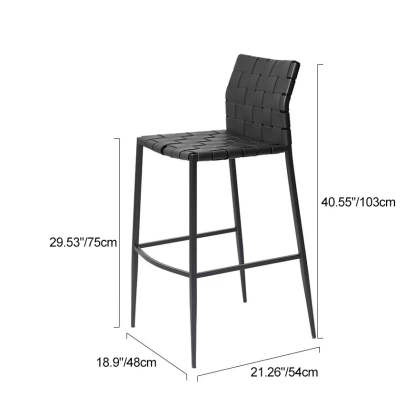 Scandinavian Saddle Leather Metal Bar Stool — Brown