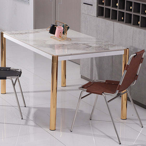 Mid-Century Trapezoid Leather Steel Dining Chair
