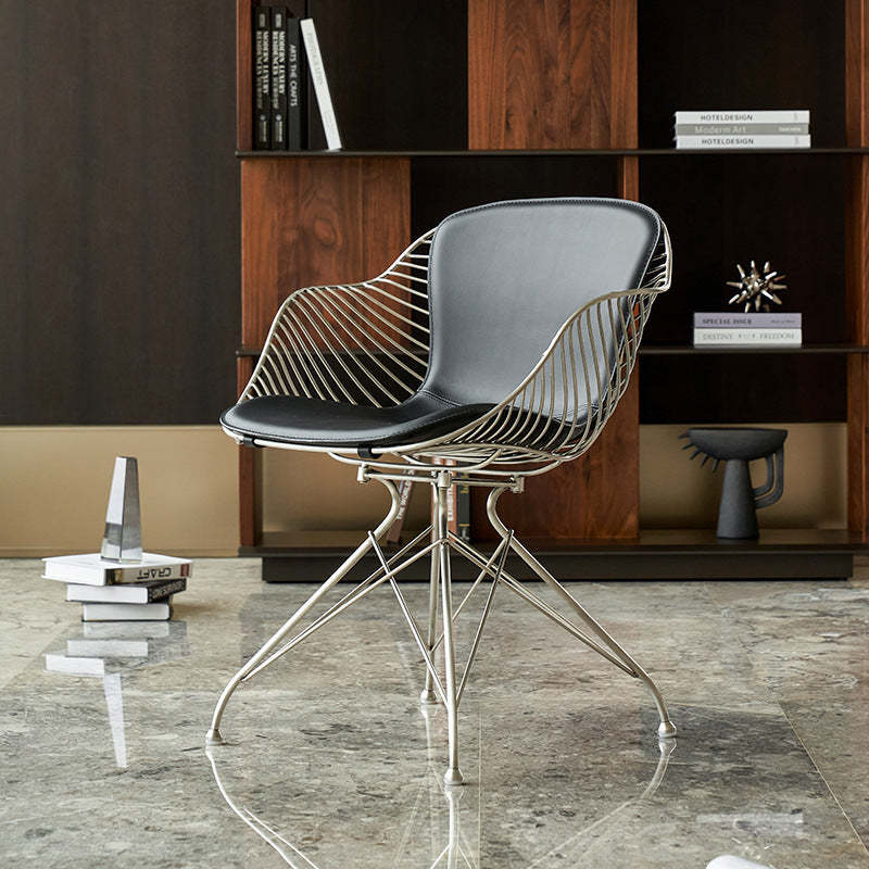 Modern Leather Metal Dining Chair