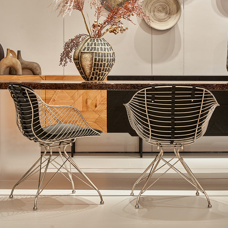 Modern Leather Metal Dining Chair