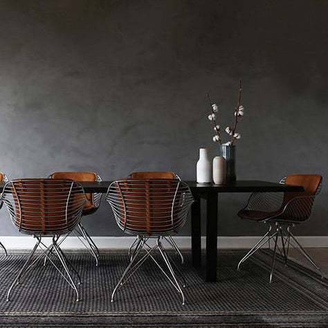 Modern Leather Metal Dining Chair — Brown