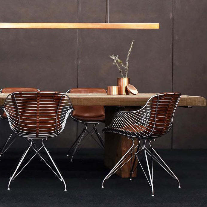 Modern Leather Metal Dining Chair