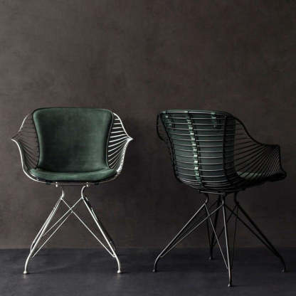 Modern Leather Metal Dining Chair