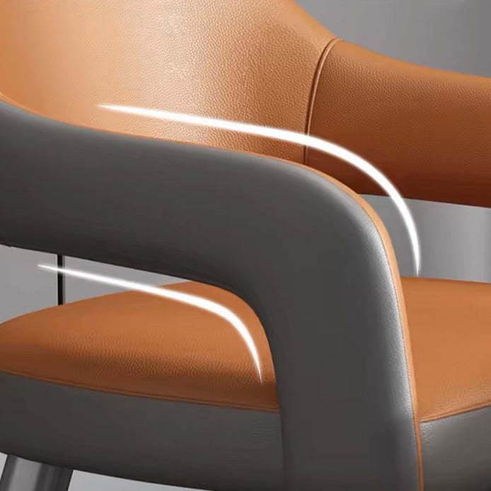 Scandinavian Leather Iron Chair — Red
