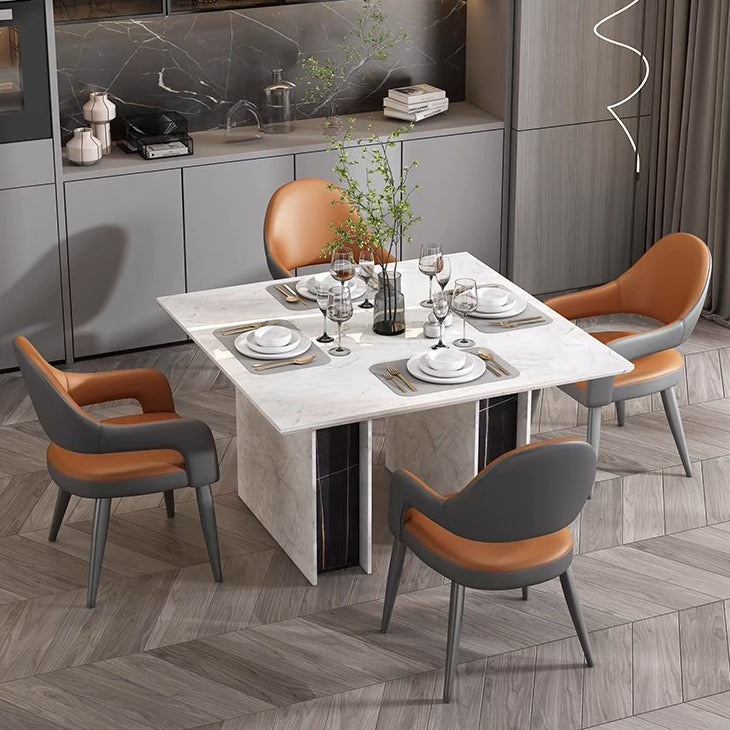 Scandinavian Leather Iron Chair — Light Gray