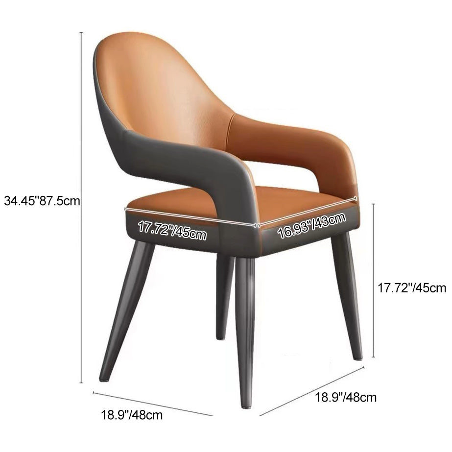 Scandinavian Leather Iron Chair — Brown