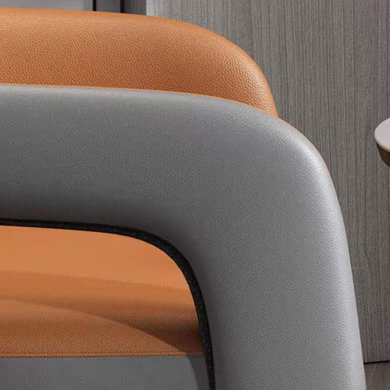 Scandinavian Leather Iron Chair — Dark Gray