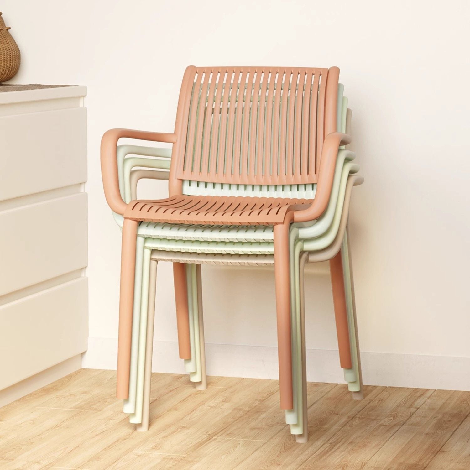 Modern Plastic Dining Chair with Armrest