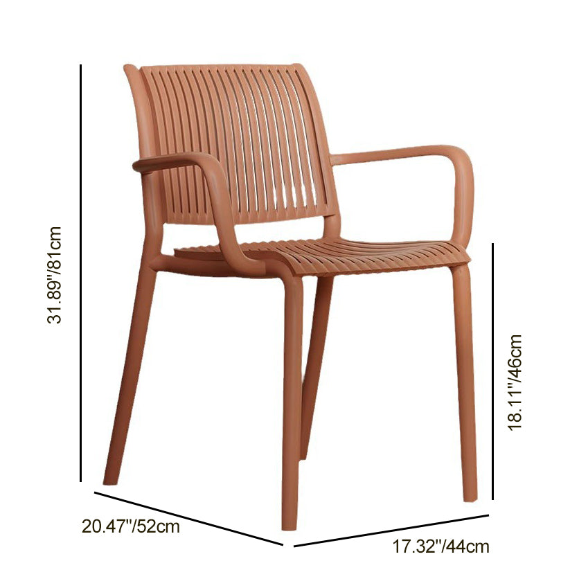 Modern Plastic Dining Chair with Armrest — Black