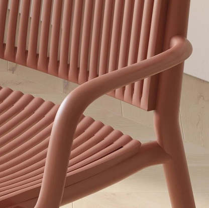 Modern Plastic Dining Chair with Armrest — Green