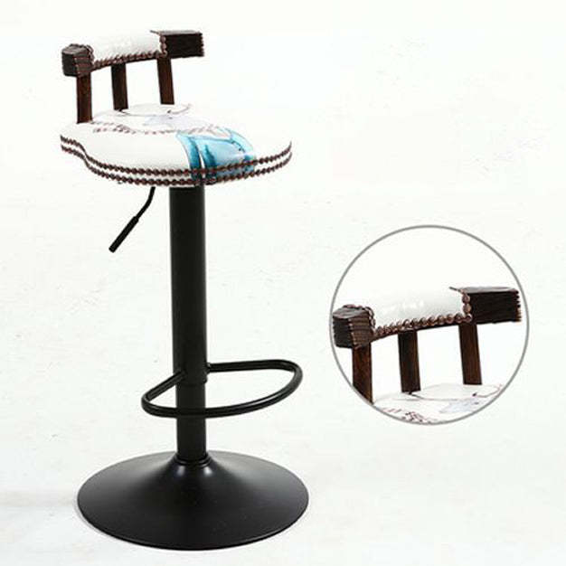 Shabby Oval Leather Wood Bar Stool