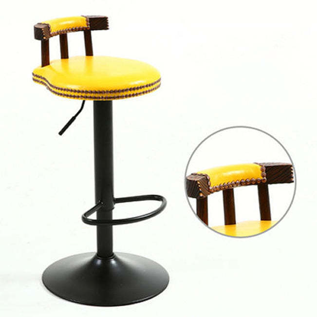 Shabby Oval Leather Wood Bar Stool