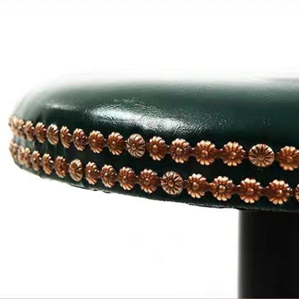 Shabby Oval Leather Wood Bar Stool — Yellow