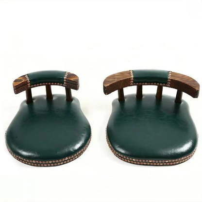 Shabby Oval Leather Wood Bar Stool