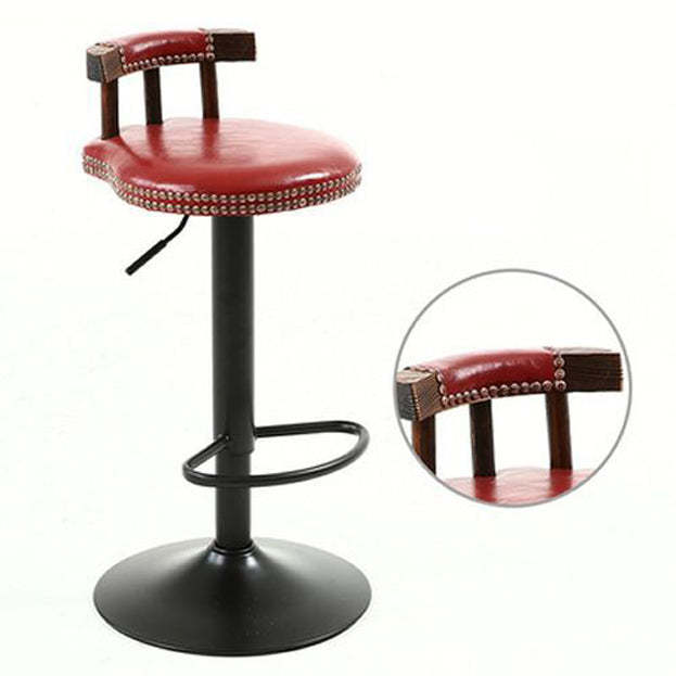 Shabby Oval Leather Wood Bar Stool
