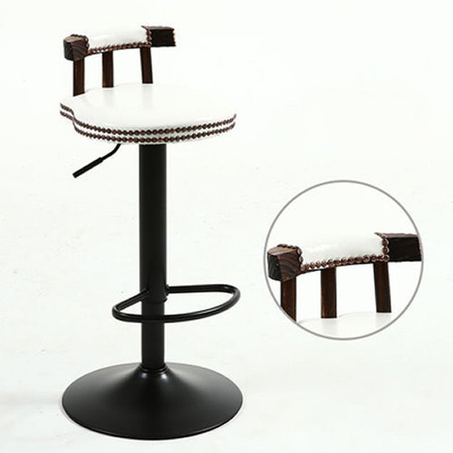 Shabby Oval Leather Wood Bar Stool