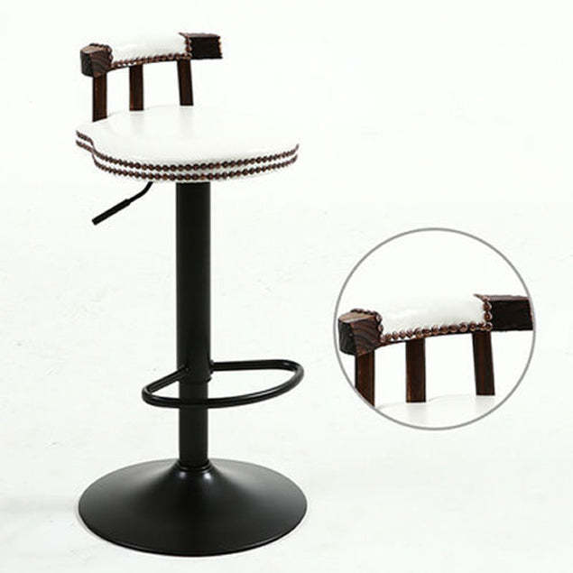 Shabby Oval Leather Wood Bar Stool