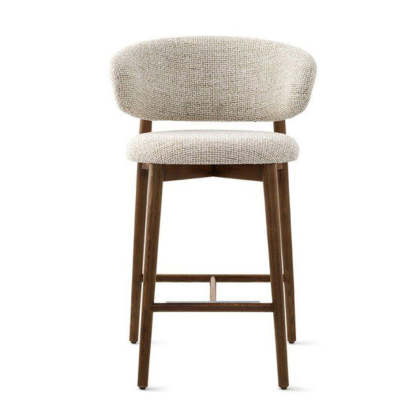 Mid-Century Oval Wood Bar Stool