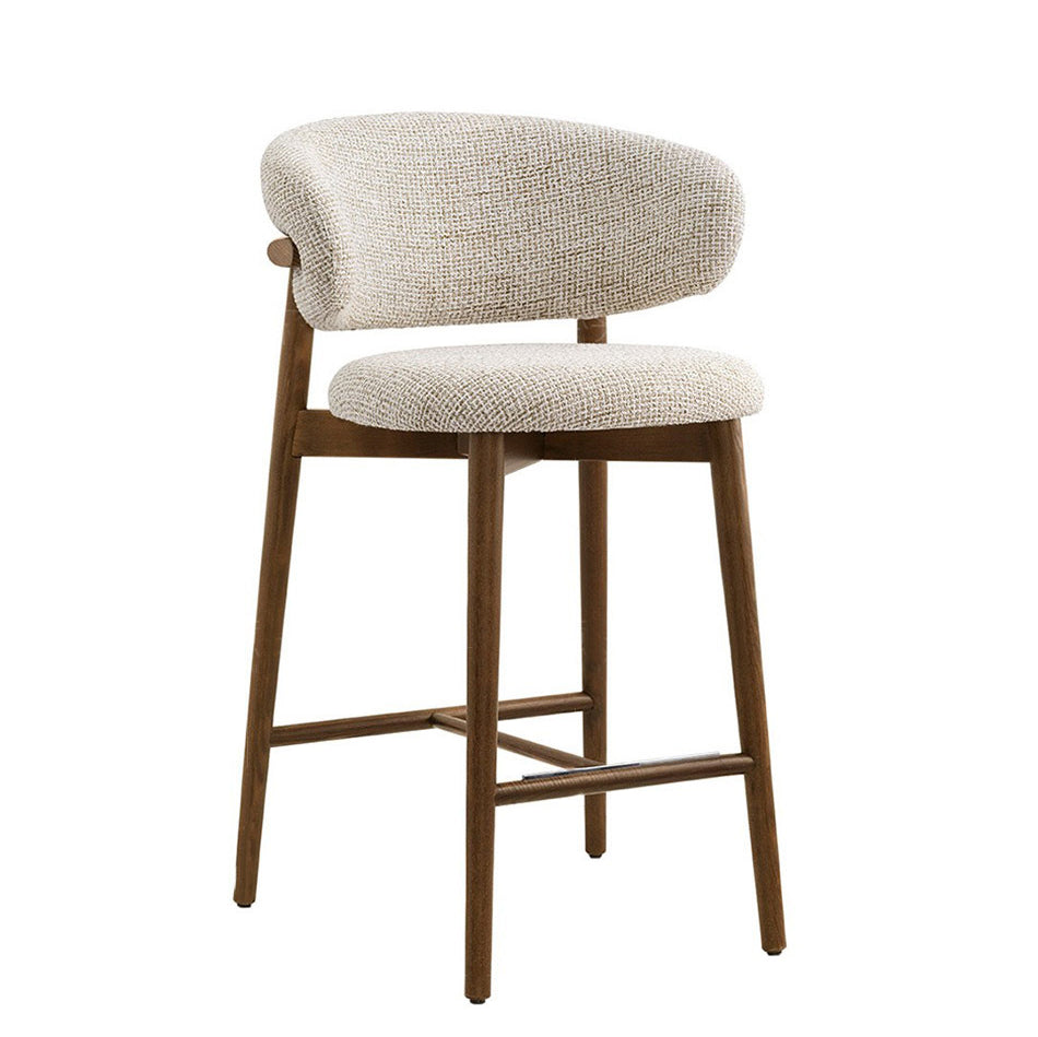 Mid-Century Oval Wood Bar Stool