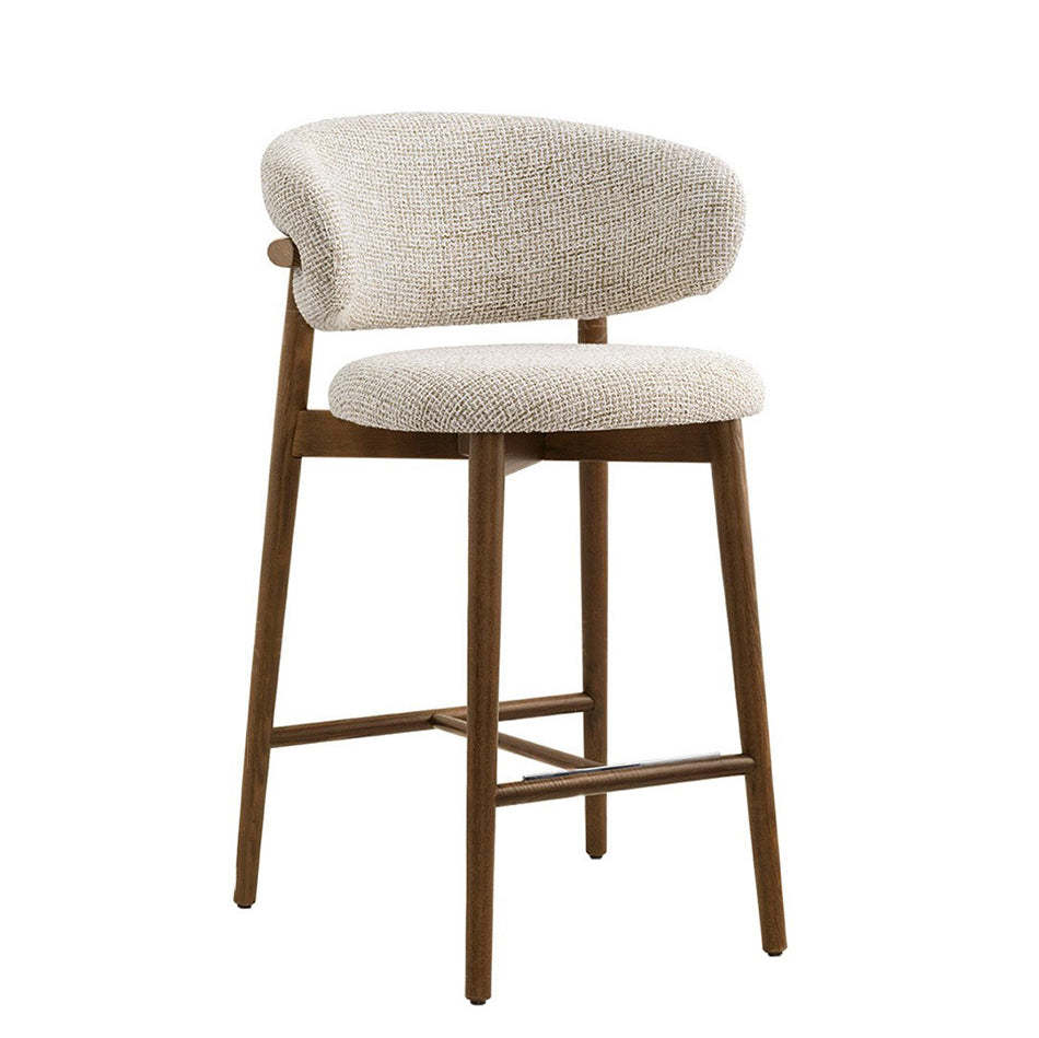 Mid-Century Oval Wood Bar Stool